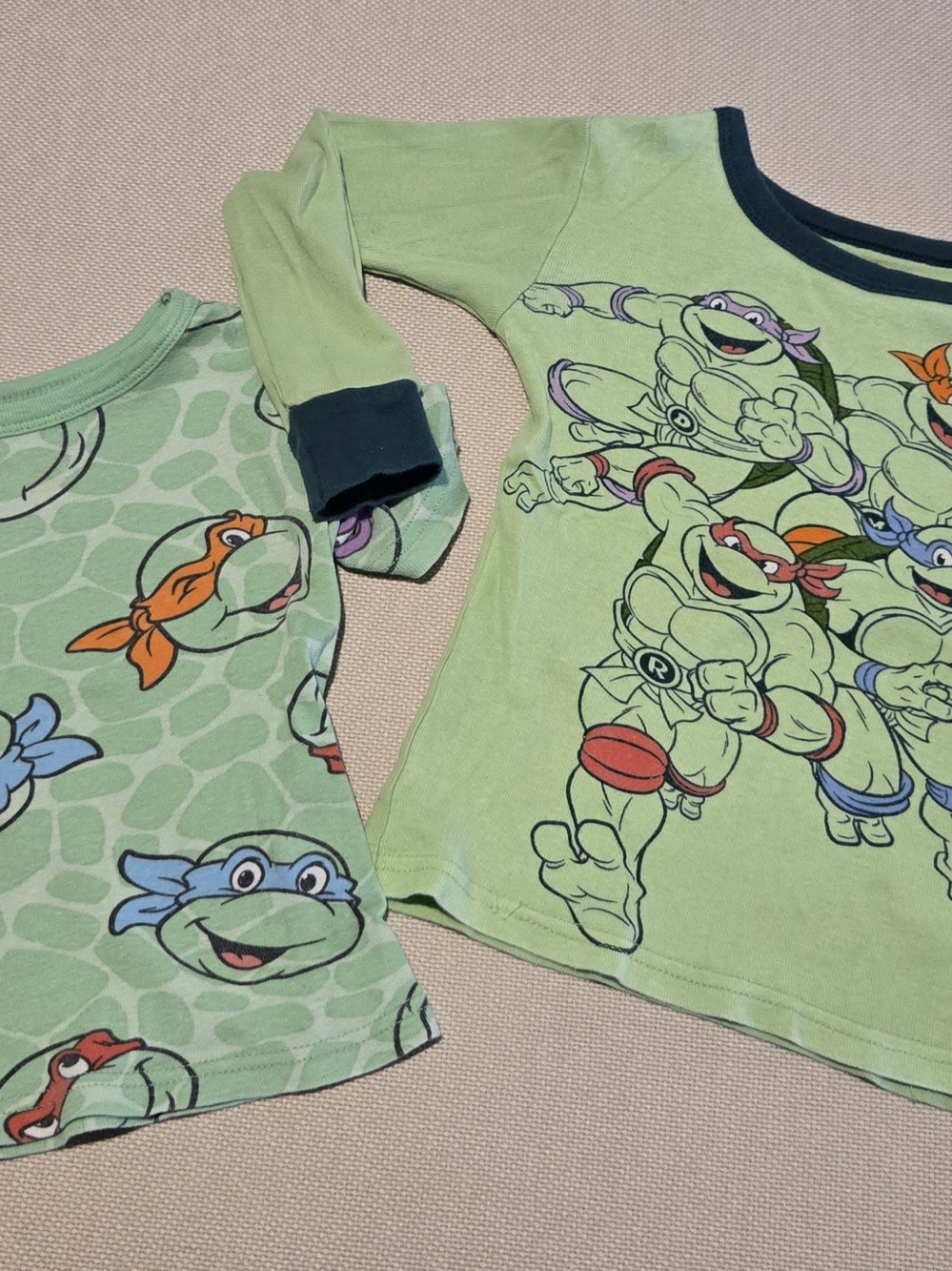 Two (2) Teenage Mutant Ninja Turtles Kid's Shirts 3T Short Sleeve 4T Long Sleeve